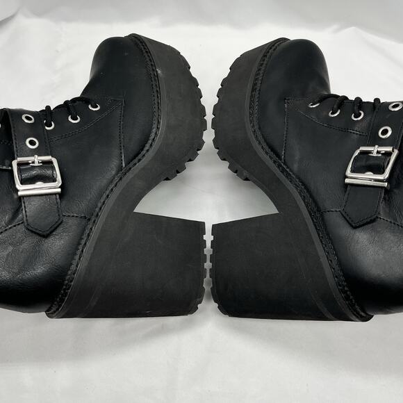 Killstar Vendetta platform boots Size 10 goth punk witchy buckle chunky heel - Picture 11 of 12